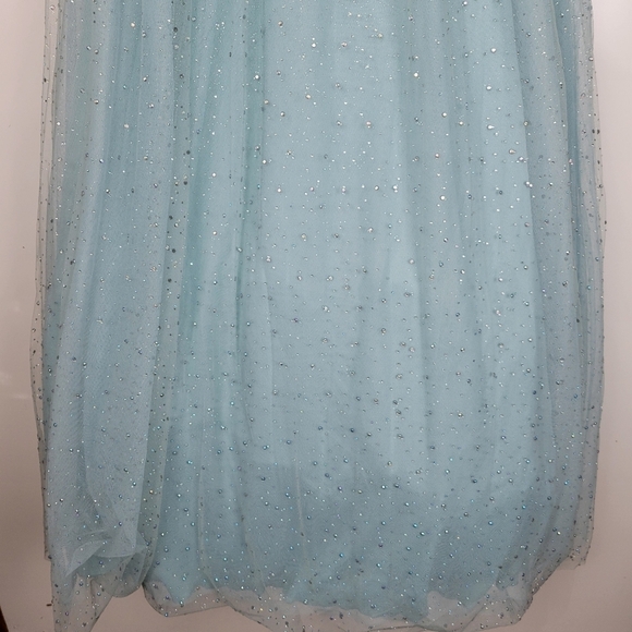 NWT TLC Say Yes Juniors Rhinestone-Embellished Mesh-Waist Gown in Seagreen 13/14 - Picture 11 of 15